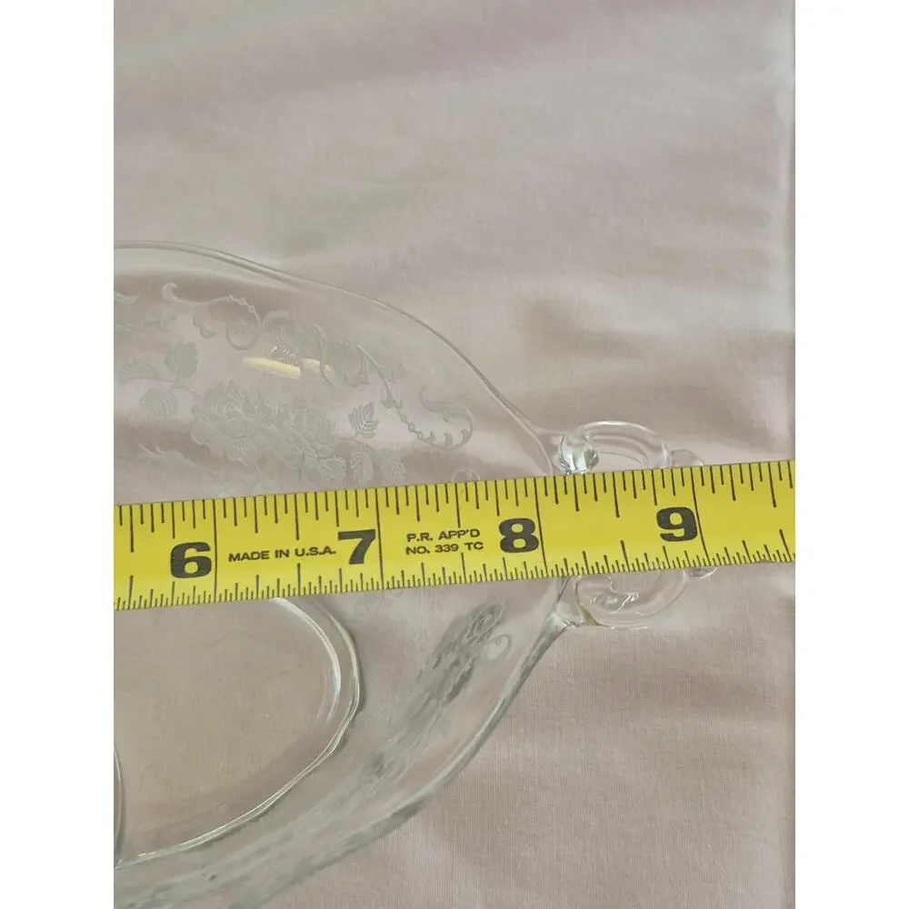 Fostoria Relish Dish‎ Adult OS Clear Midnight Rose Etched Vintage Glass Bowl